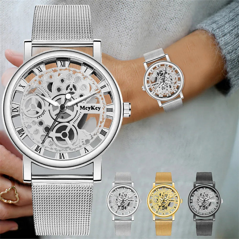 Women Hollow Skeleton Faux Watch